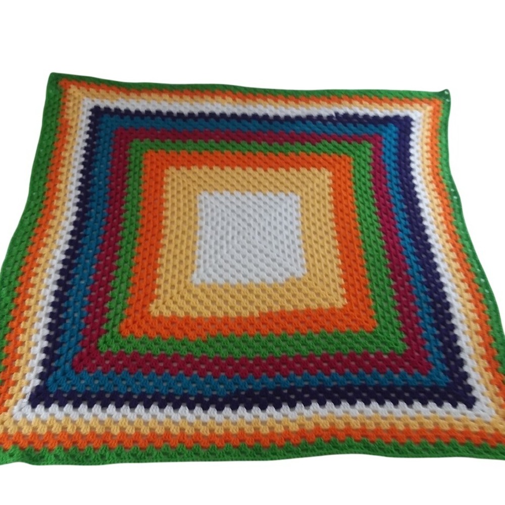 Handmade‎ Giant Granny Square Crochet Afghan Throw Lap Sofa Blanket Boho 48x48